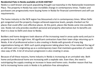 Residential Flats in Noida Available at 0120-4307467
