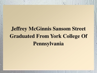 Jeffrey McGinnis Sansom Street