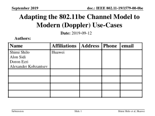 Adapting the 802.11be Channel Model to Modern (Doppler) Use-Cases