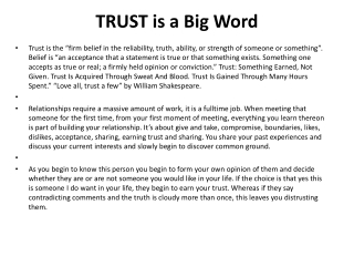 TRUST is a Big Word