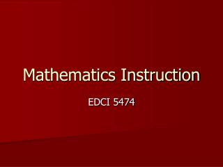 Mathematics Instruction