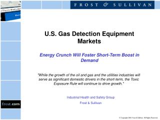 U.S. Gas Detection Equipment Markets Energy Crunch Will Foster Short-Term Boost in Demand