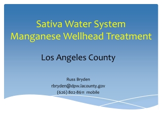 Sativa Water System Manganese Wellhead Treatment