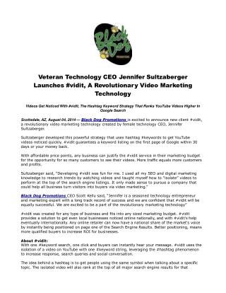 Veteran Technology CEO Jennifer Sultzaberger Launches #vidit