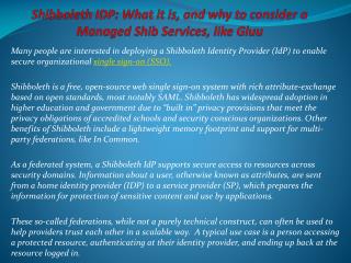 Shibboleth IDP: What it is, and why to consider a Managed Sh