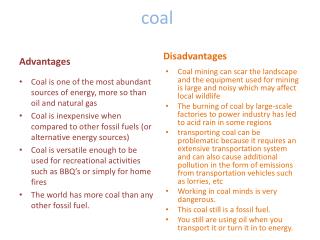 what are some advantages and disadvantages of fossil fuels