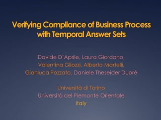 Verifying Compliance of Business Process with Temporal Answer Sets