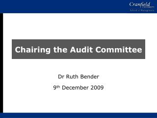 Chairing the Audit Committee