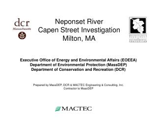 Neponset River Capen Street Investigation Milton, MA