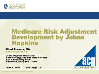 Medicare Risk Adjustment Development by Johns Hopkins