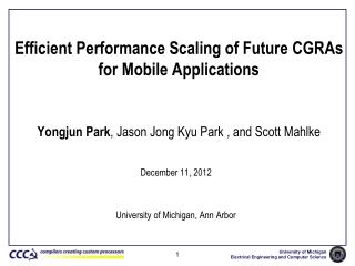 Efficient Performance Scaling of Future CGRAs for Mobile Applications