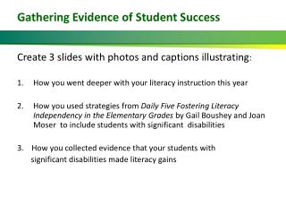 Gathering Evidence of Student Success
