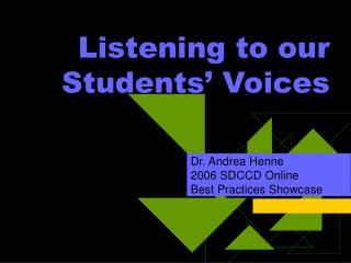 Listening to our Students’ Voices