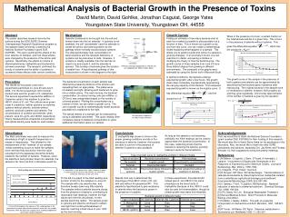 Mathematical Analysis of Bacterial Growth in the Presence of Toxins David Martin, David Gohlke, Jonathan Caguiat, George
