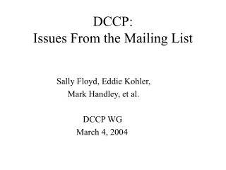 DCCP: Issues From the Mailing List