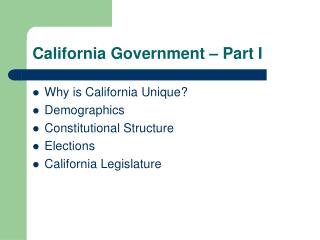 California Government – Part I