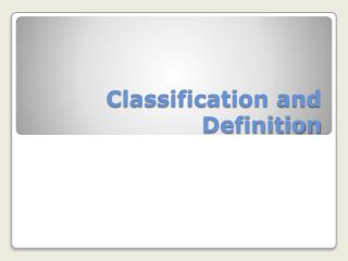 Classification and Definition