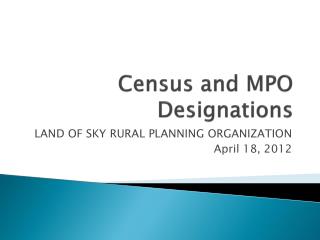 Census and MPO Designations