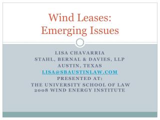 Wind Leases: Emerging Issues