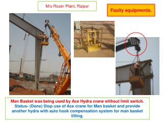 Man Basket was being used by Ace Hydra crane without limit switch.