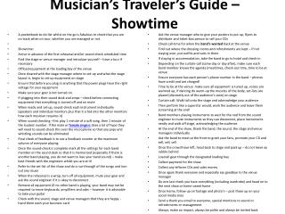 Musician’s Traveler’s Guide – Showtime