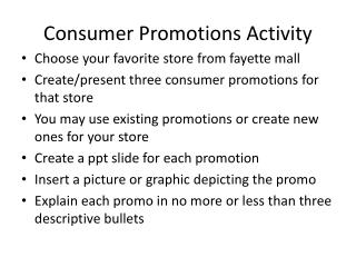 Consumer Promotions Activity