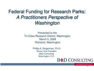 Federal Funding for Research Parks: A Practitioners Perspective of Washington