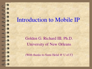 Introduction to Mobile IP