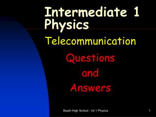Intermediate 1 Physics