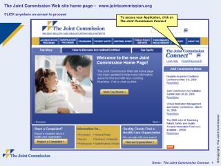 The Joint Commission Web site home page – jointcommission