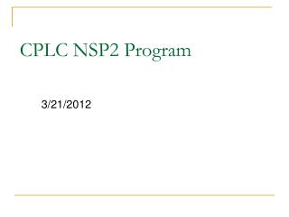 CPLC NSP2 Program