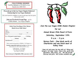 Join the Las Vegas UNM Alumni Chapter for our Annual Green Chile Roast & Picnic