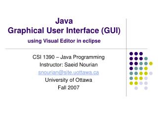 Java Graphical User Interface (GUI) using Visual Editor in eclipse