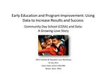Early Education and Program Improvement: Using Data to Increase Results and Success