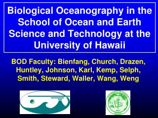 Biological Oceanography in SOEST