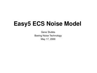 Easy5 ECS Noise Model