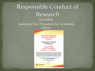 Responsible Conduct of Research