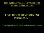 THE INTERNATIONAL NETWORK FOR BAMBOO AND RATTAN LIVELIHOOD DEVELOPMENT PROGRAMME Developing Livelihoods with