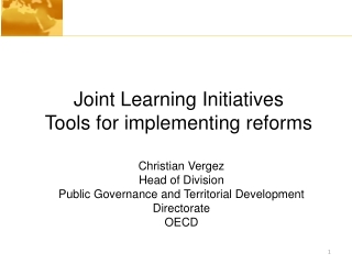 Joint Learning Initiatives Tools for implementing reforms