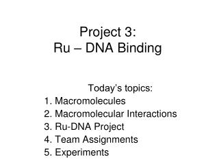 Project 3: Ru – DNA Binding