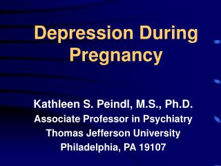 Depression During Pregnancy