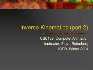 Inverse Kinematics (part 2)