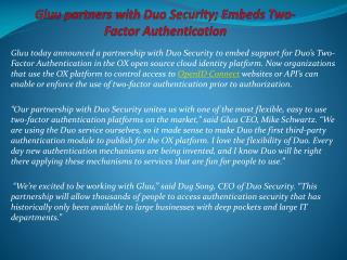 Gluu partners with Duo Security; Embeds Two-Factor Authentic