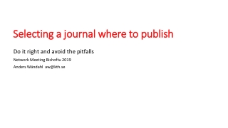 Selecting a journal where to publish