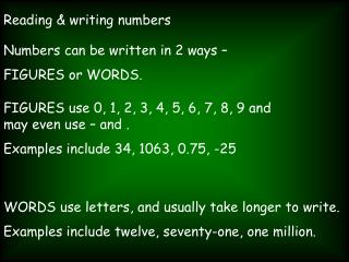 Reading & writing numbers