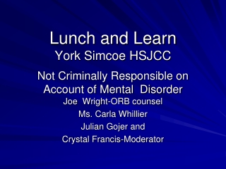 Lunch and Learn York Simcoe HSJCC
