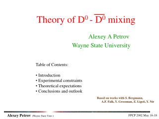 Theory of D 0 - D 0 mixing