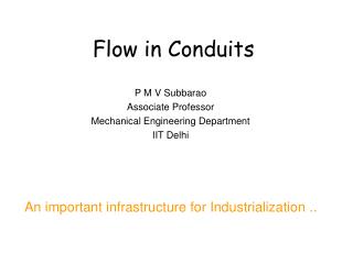 Flow in Conduits