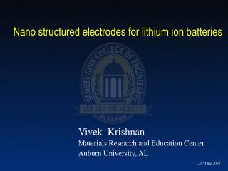Nano structured electrodes for lithium ion batteries