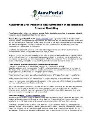 AuraPortal BPM Presents Real Simulation in its Business Proc